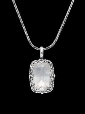 KONSTANTINO 925 Sterling Silver MOP & Crystal Doublet Pendant Necklace 18"
